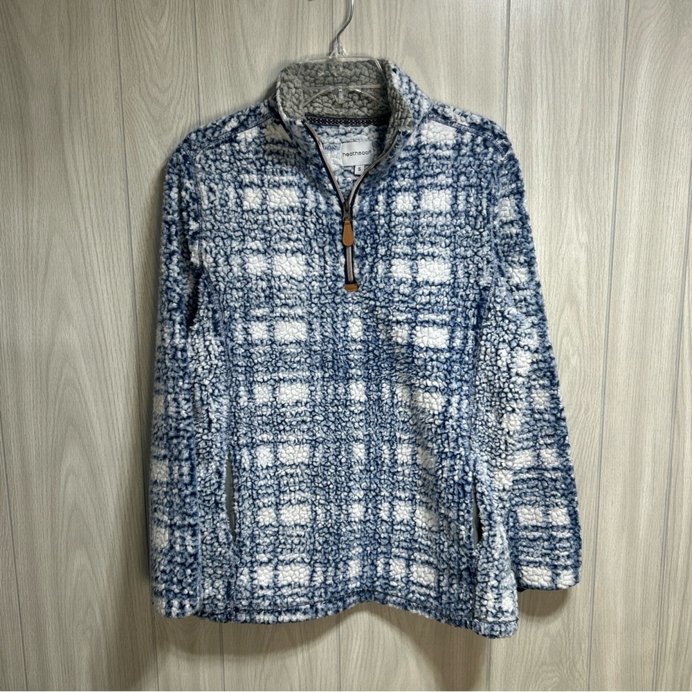 Heathmoor Womens Faux Sherpa Quarter Zip Long Sleeve Pullover Size Small